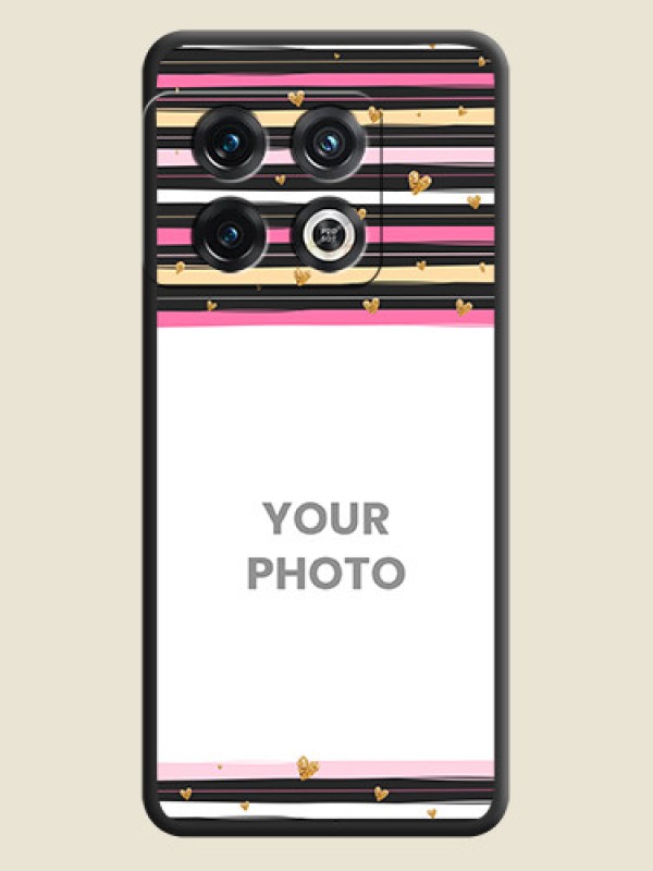 Custom Multicolor Lines and Golden Love Symbols Design on Photo on Space Black Soft Matte Mobile Cover - OnePlus 10 Pro 5G - alternate view