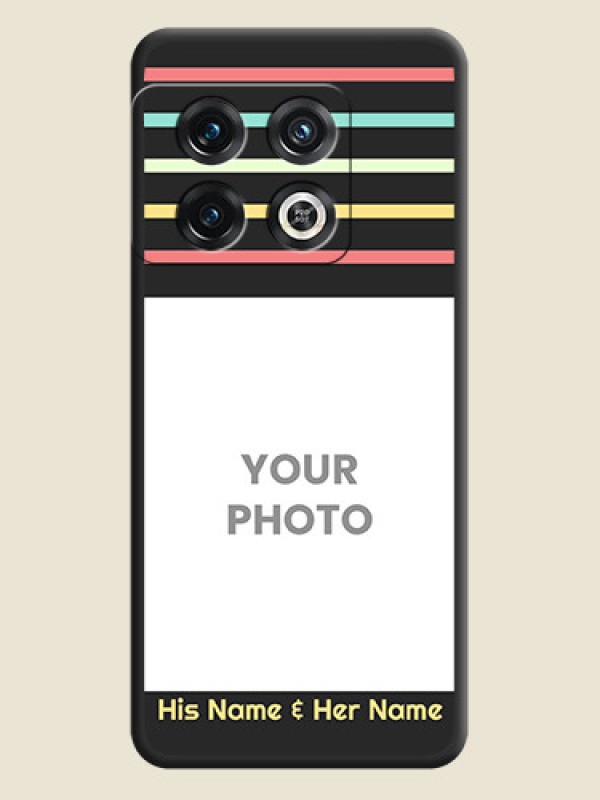 Custom Color Stripes with Photo and Text on Photo on Space Black Soft Matte Mobile Case - OnePlus 10 Pro 5G - alternate view