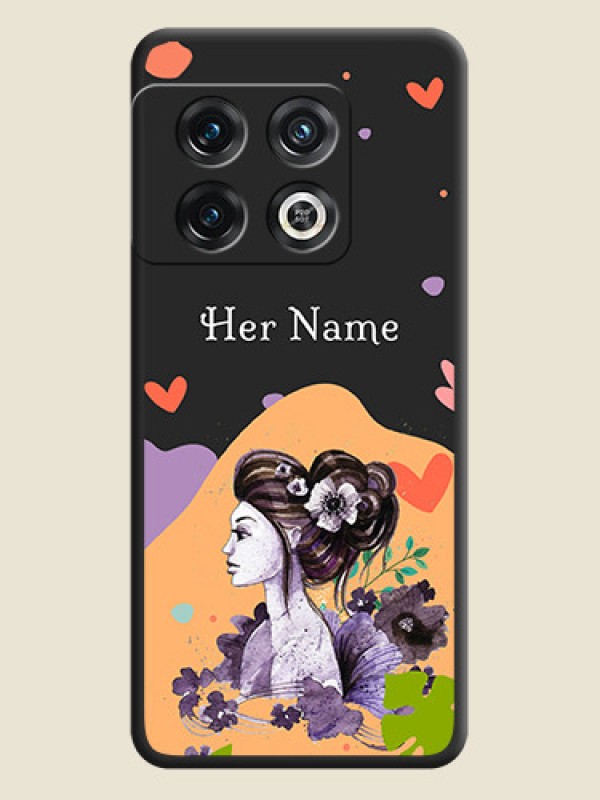 Custom Namecase For Her With Fancy Lady Image On Space Black Personalized Soft Matte Phone Covers -Oneplus 10 Pro 5G - alternate view