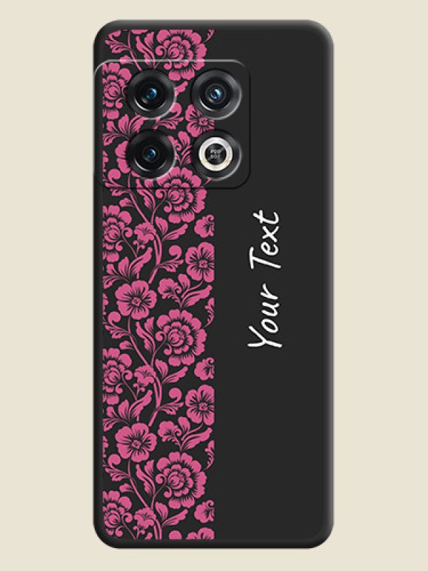 Custom Pink Floral Pattern Design With Custom Text On Space Black Personalized Soft Matte Phone Covers -Oneplus 10 Pro 5G - alternate view