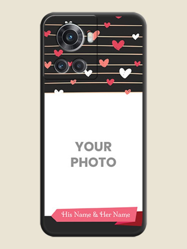Custom Love Pattern with Name on Pink Ribbon  on Photo on Space Black Soft Matte Back Cover - OnePlus 10R 5G - alternate view