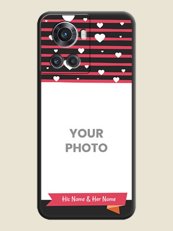 Custom White Color Love Symbols with Pink Lines Pattern on Space Black Custom Soft Matte Phone Cases - OnePlus 10R 5G - alternate view