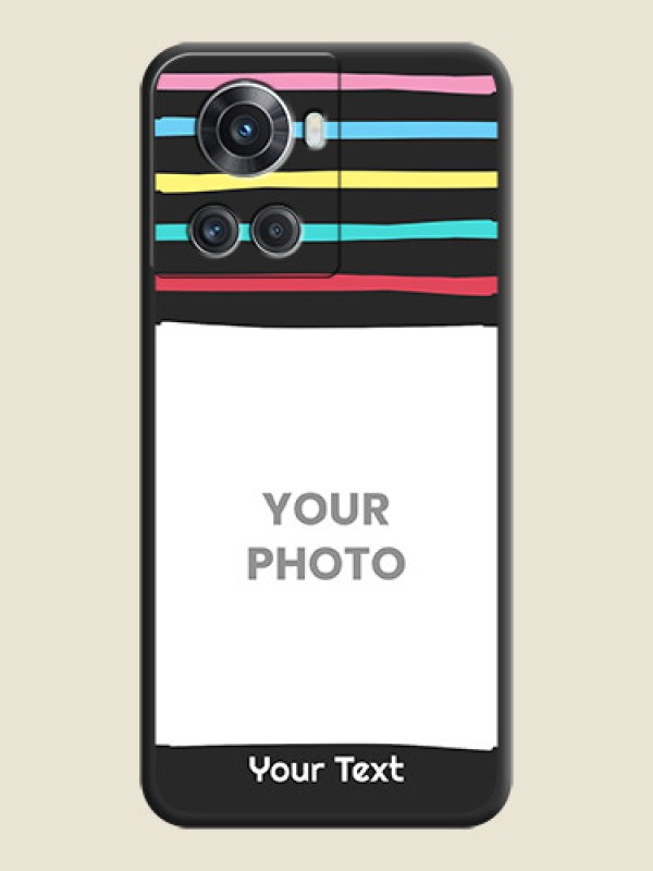 Custom Multicolor Lines with Image on Space Black Personalized Soft Matte Phone Covers - OnePlus 10R 5G - alternate view