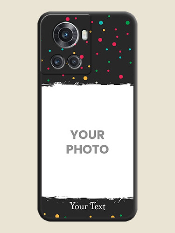 Custom Multicolor Dotted Pattern with Text on Space Black Custom Soft Matte Phone Back Cover - OnePlus 10R 5G - alternate view