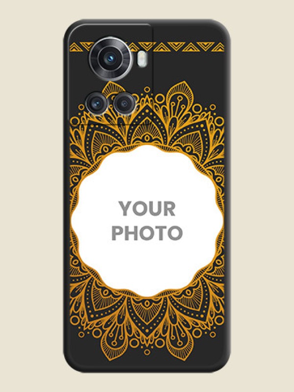 Custom Round Image with Floral Design on Photo on Space Black Soft Matte Mobile Cover - OnePlus 10R 5G - alternate view