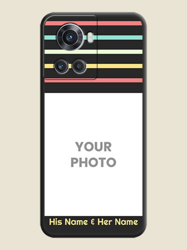 Custom Color Stripes with Photo and Text on Photo on Space Black Soft Matte Mobile Case - OnePlus 10R 5G - alternate view