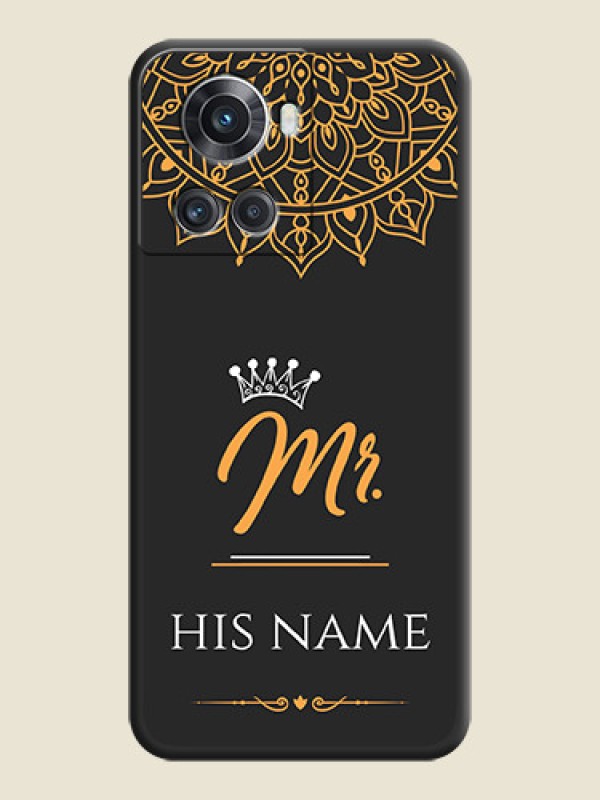 Custom Mr Name with Floral Design  on Personalised Space Black Soft Matte Cases - OnePlus 10R 5G - alternate view