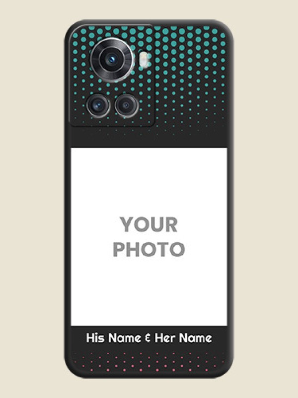 Custom Faded Dots with Grunge Photo Frame and Text on Space Black Custom Soft Matte Phone Cases - OnePlus 10R 5G - alternate view