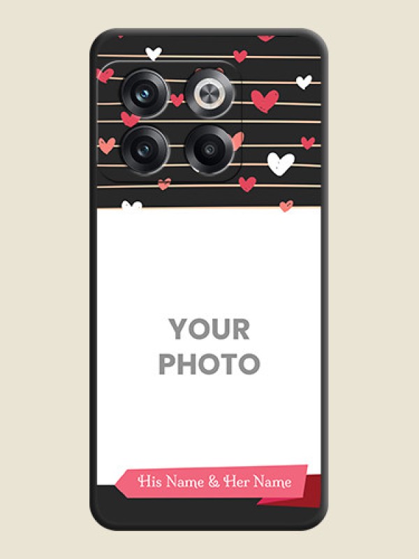 Custom Love Pattern with Name on Pink Ribbon  on Photo on Space Black Soft Matte Back Cover - OnePlus 10T 5G - alternate view