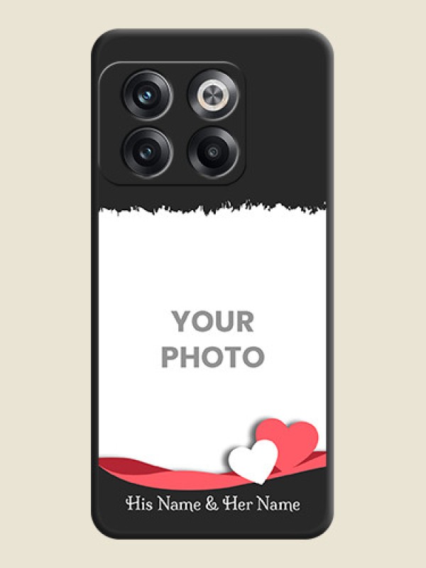 Custom Pin Color Love Shaped Ribbon Design with Text on Space Black Custom Soft Matte Phone Back Cover - OnePlus 10T 5G - alternate view