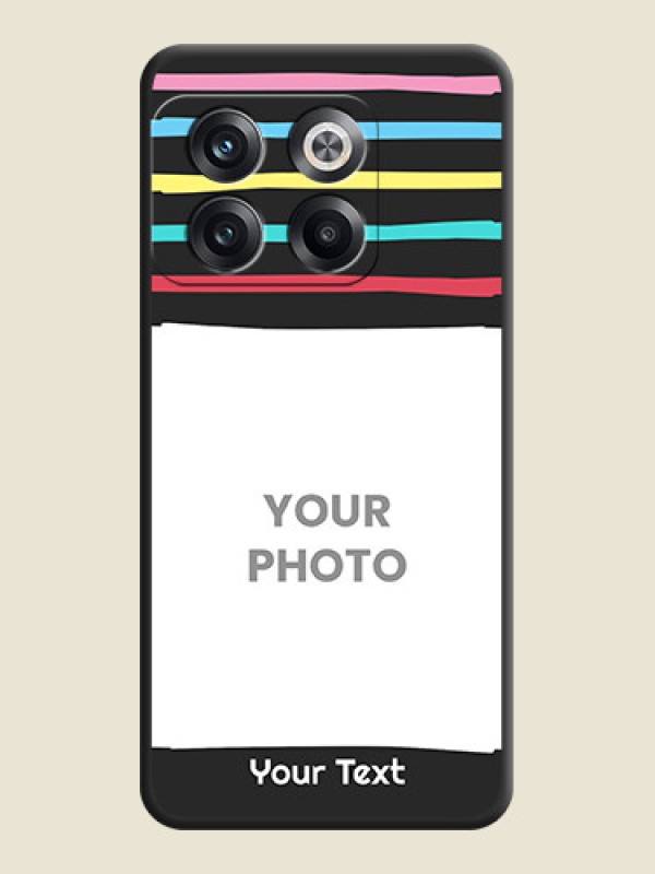 Custom Multicolor Lines with Image on Space Black Personalized Soft Matte Phone Covers - OnePlus 10T 5G - alternate view