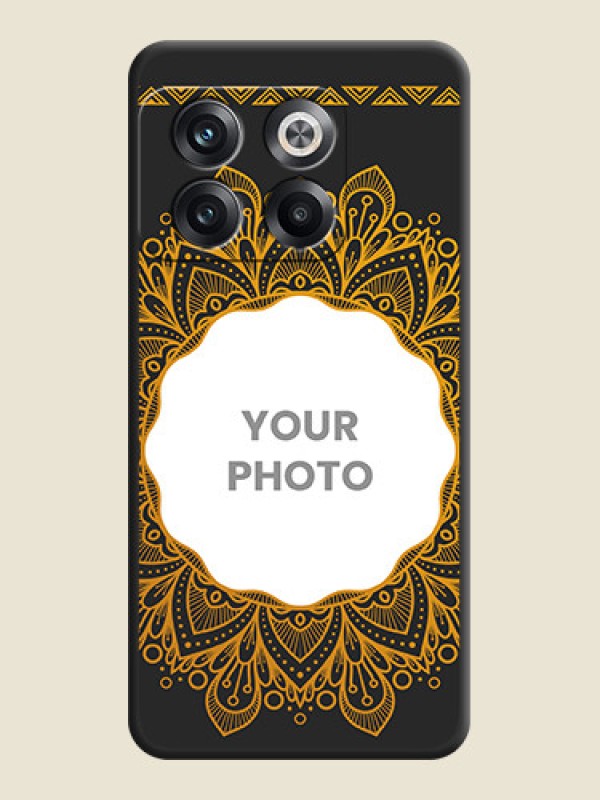 Custom Round Image with Floral Design on Photo on Space Black Soft Matte Mobile Cover - OnePlus 10T 5G - alternate view