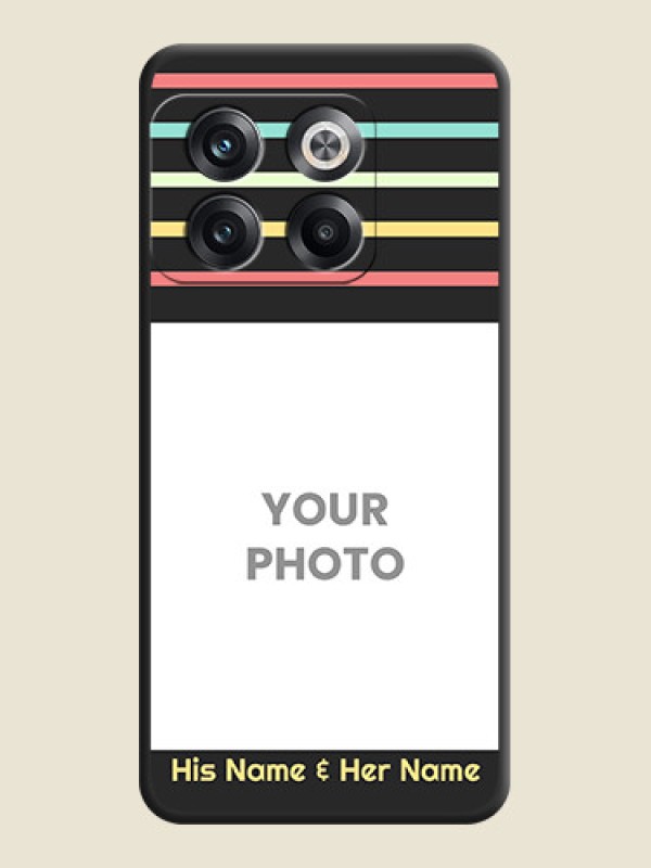 Custom Color Stripes with Photo and Text on Photo on Space Black Soft Matte Mobile Case - OnePlus 10T 5G - alternate view