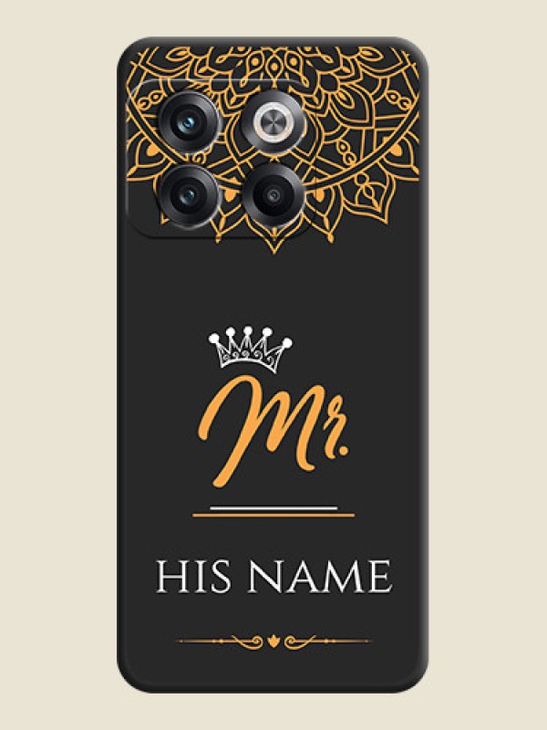 Custom Mr Name with Floral Design  on Personalised Space Black Soft Matte Cases - OnePlus 10T 5G - alternate view