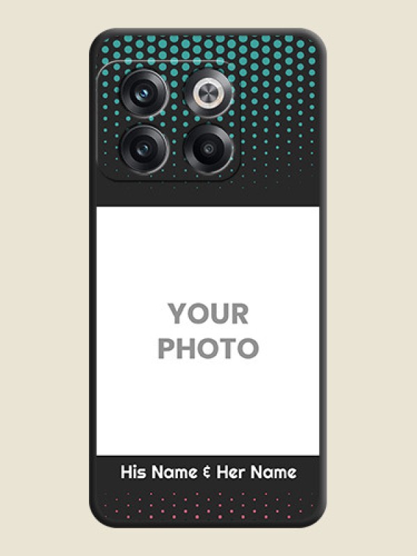 Custom Faded Dots with Grunge Photo Frame and Text on Space Black Custom Soft Matte Phone Cases - OnePlus 10T 5G - alternate view