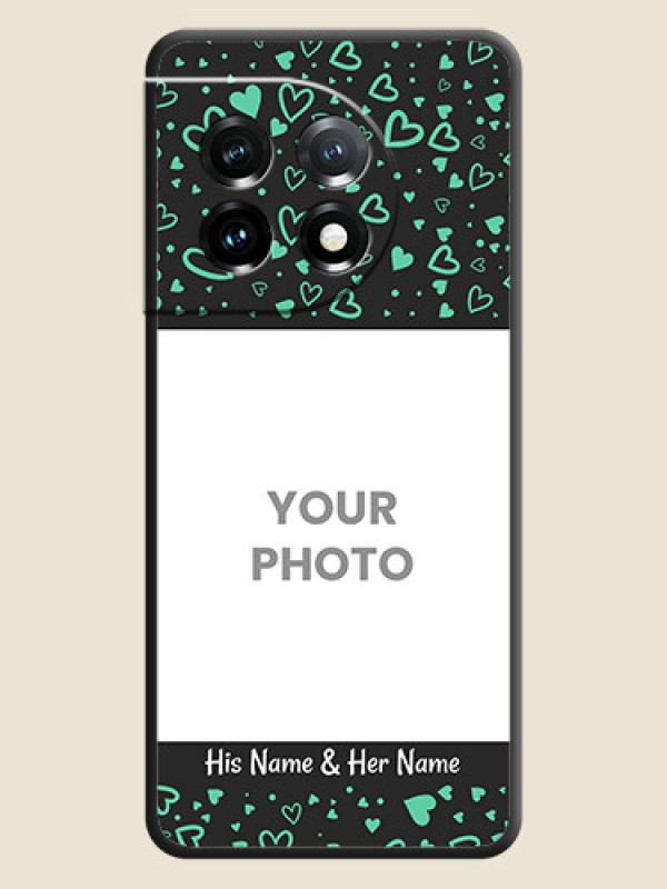 Custom Sea Green Indefinite Love Pattern on Photo on Space Black Soft Matte Mobile Cover - OnePlus 11 5G - alternate view