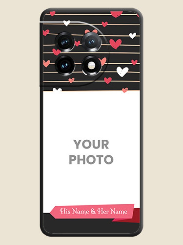 Custom Love Pattern with Name on Pink Ribbon  on Photo on Space Black Soft Matte Back Cover - OnePlus 11 5G - alternate view