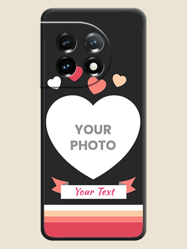 Custom Love Shaped Photo with Colorful Stripes on Personalised Space Black Soft Matte Cases - OnePlus 11 5G - alternate view