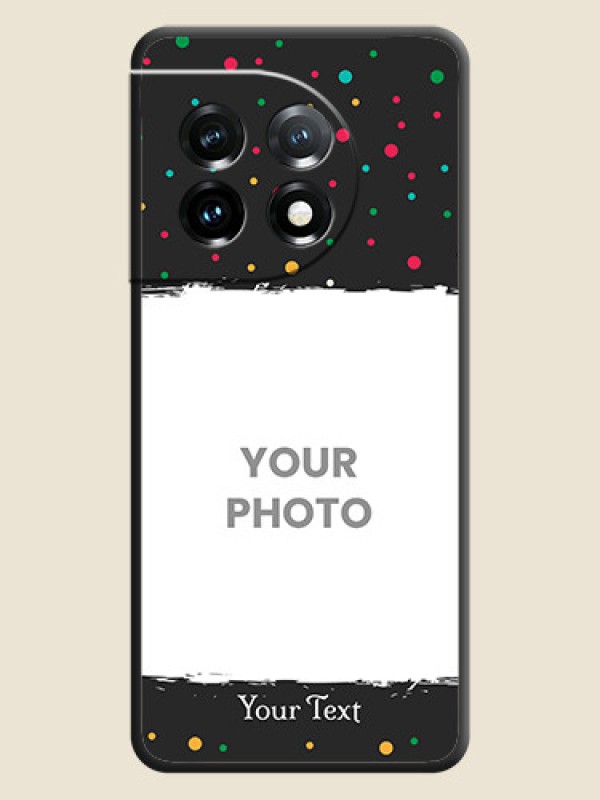 Custom Multicolor Dotted Pattern with Text on Space Black Custom Soft Matte Phone Back Cover - OnePlus 11 5G - alternate view