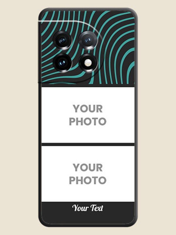 Custom Wave Pattern with 2 Image Holder on Space Black Personalized Soft Matte Phone Covers - OnePlus 11 5G - alternate view