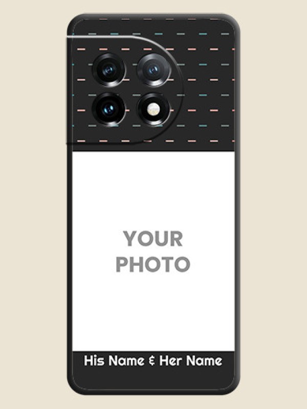Custom Line Pattern Design with Text on Space Black Custom Soft Matte Phone Back Cover - OnePlus 11 5G - alternate view
