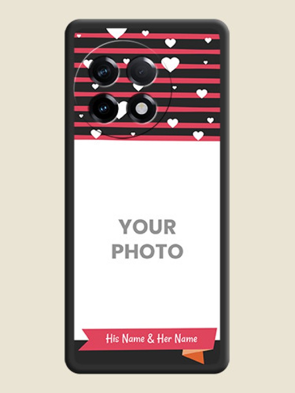Custom White Color Love Symbols with Pink Lines Pattern on Space Black Custom Soft Matte Phone Cases - OnePlus 11R 5G - alternate view