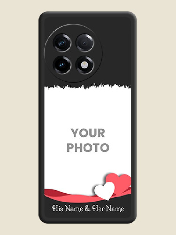 Custom Pin Color Love Shaped Ribbon Design with Text on Space Black Custom Soft Matte Phone Back Cover - OnePlus 11R 5G - alternate view