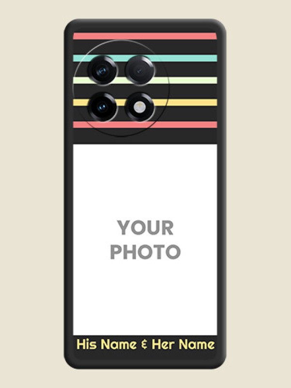 Custom Color Stripes with Photo and Text on Photo on Space Black Soft Matte Mobile Case - OnePlus 11R 5G - alternate view
