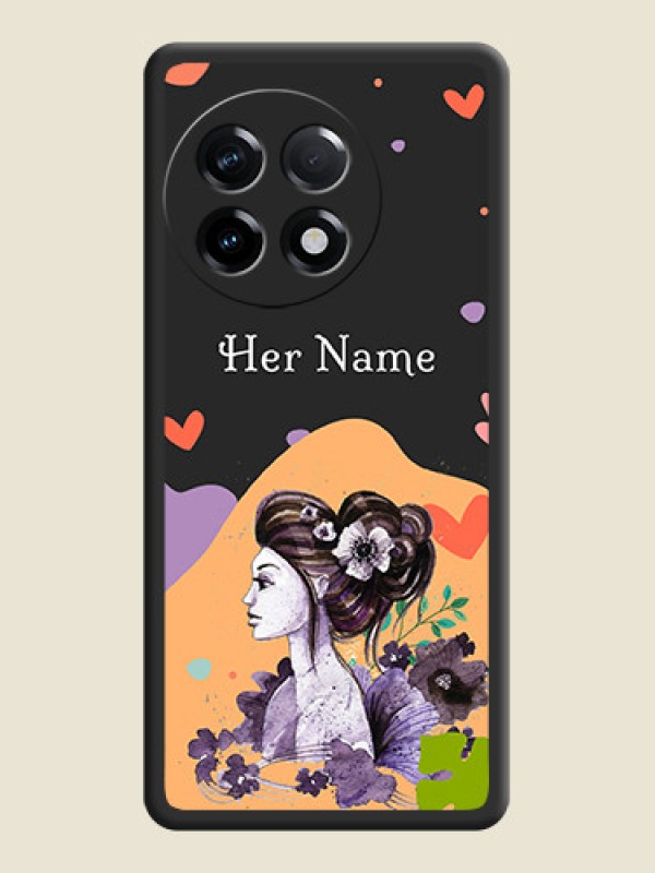 Custom Namecase For Her With Fancy Lady Image On Space Black Personalized Soft Matte Phone Covers -Oneplus 11R 5G - alternate view