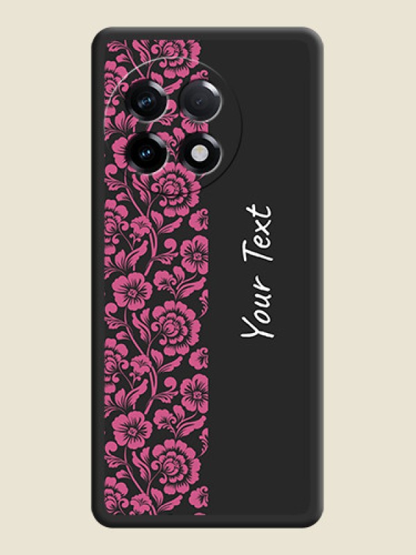Custom Pink Floral Pattern Design With Custom Text On Space Black Personalized Soft Matte Phone Covers -Oneplus 11R 5G - alternate view