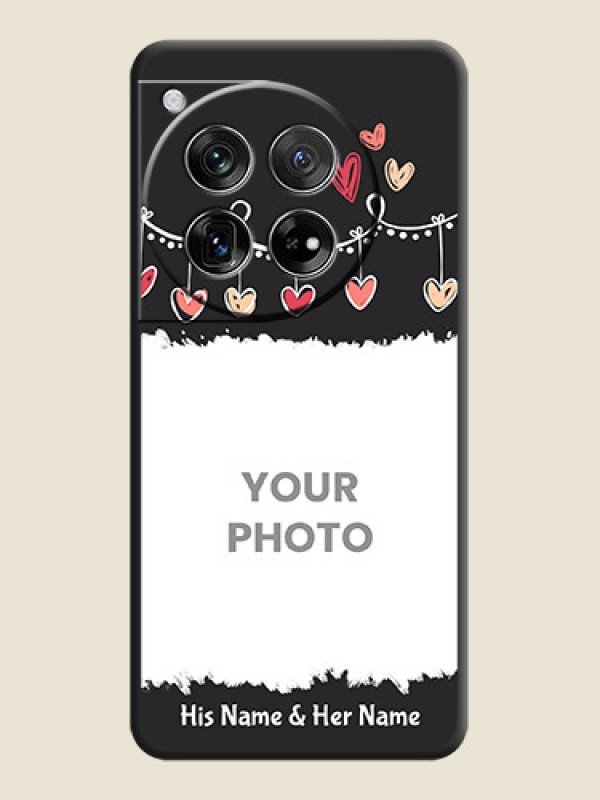 Custom Pink Love Hangings with Name On Space Black Custom Soft Matte Mobile Back Cover - OnePlus 12 5G - alternate view