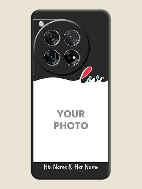 Custom Fall in Love Pattern with Picture on Photo On Space Black Custom Soft Matte Mobile Back Cover - OnePlus 12 5G - alternate view