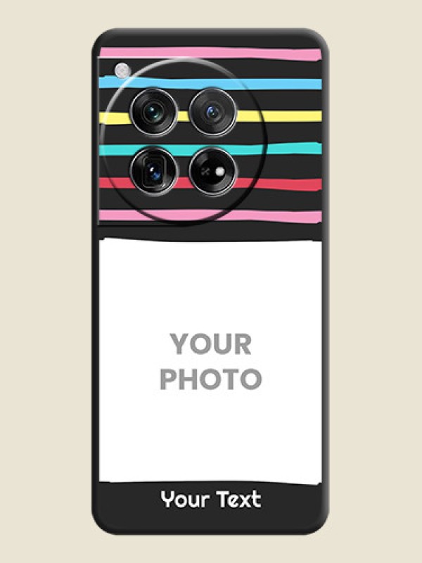 Custom Multicolor Lines with Image On Space Black Custom Soft Matte Mobile Back Cover - OnePlus 12 5G - alternate view