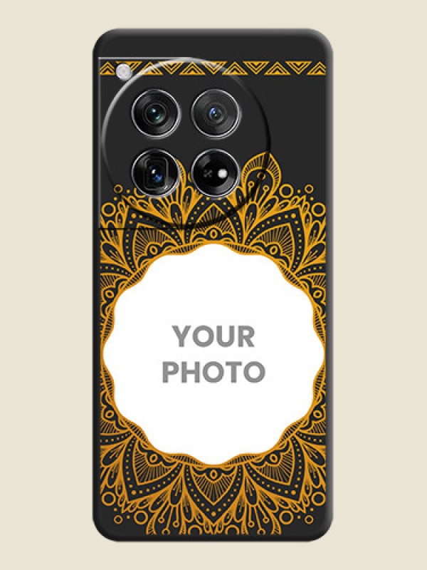 Custom Round Image with Floral Design On Space Black Custom Soft Matte Mobile Back Cover - OnePlus 12 5G - alternate view