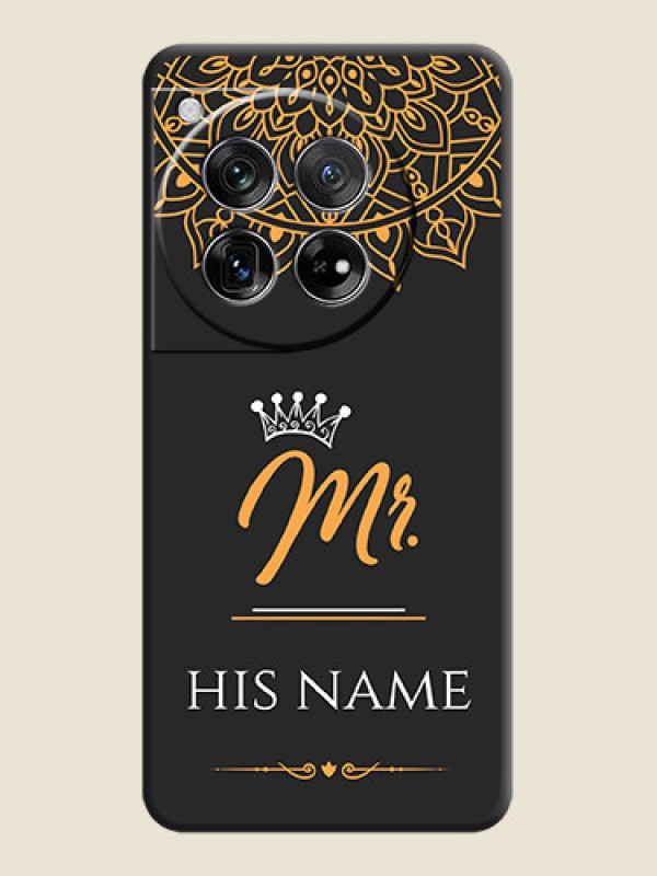 Custom Mr Name with Floral Design On Space Black Custom Soft Matte Mobile Back Cover - OnePlus 12 5G - alternate view