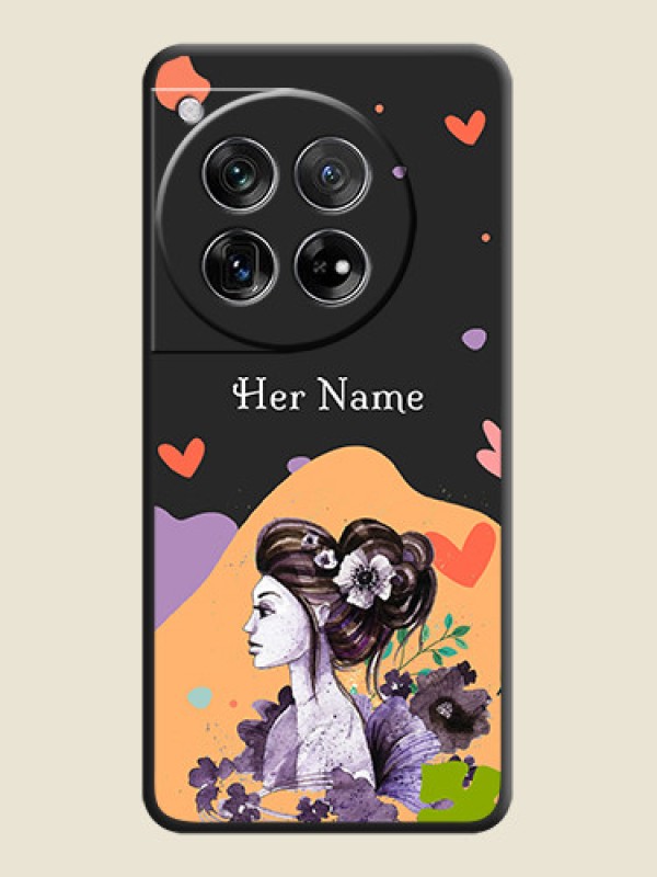 Custom Namecase For Her With Fancy Lady Image On Space Black Custom Soft Matte Mobile Back Cover - OnePlus 12 5G - alternate view