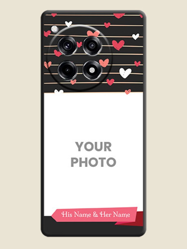 Custom Love Pattern with Name on Pink Ribbon - Photo on Space Black Soft Matte Back Cover - OnePlus 12R 5G - alternate view