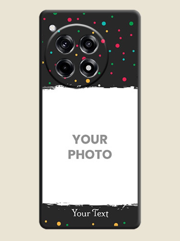 Custom Multicolor Dotted Pattern with Text on Space Black Custom Soft Matte Phone Back Cover - OnePlus 12R 5G - alternate view
