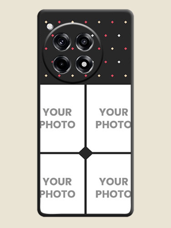 Custom Multicolor Dotted Pattern with 4 Image Holder on Space Black Custom Soft Matte Phone Cases - OnePlus 12R 5G - alternate view