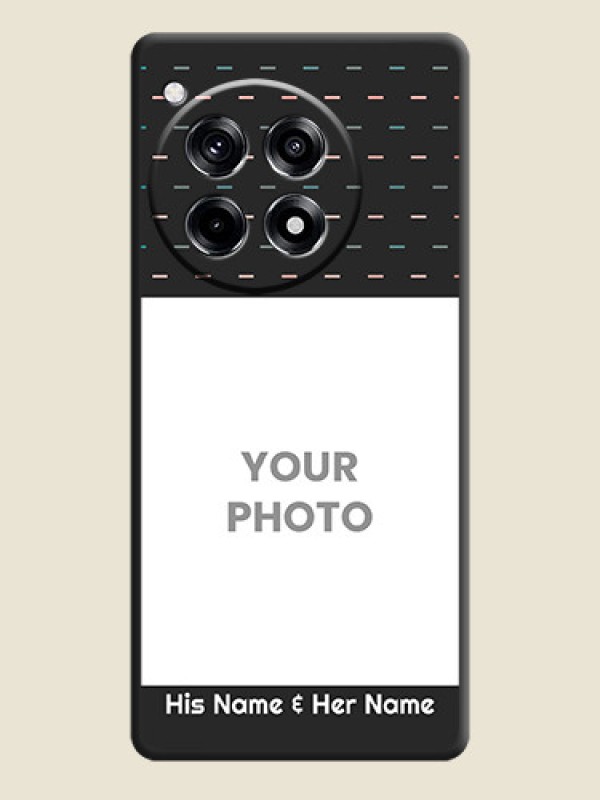 Custom Line Pattern Design with Text on Space Black Custom Soft Matte Phone Back Cover - OnePlus 12R 5G - alternate view