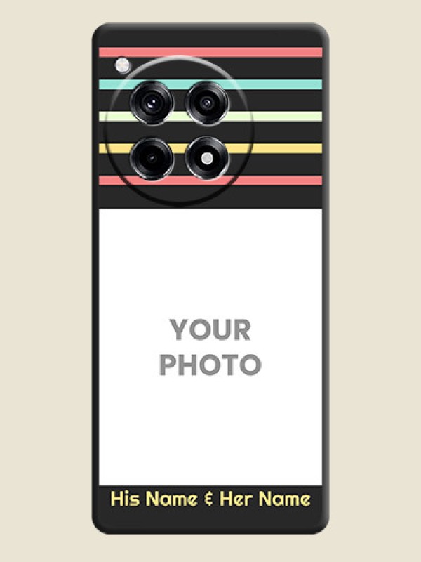 Custom Color Stripes with Photo and Text - Photo on Space Black Soft Matte Mobile Case - OnePlus 12R 5G - alternate view