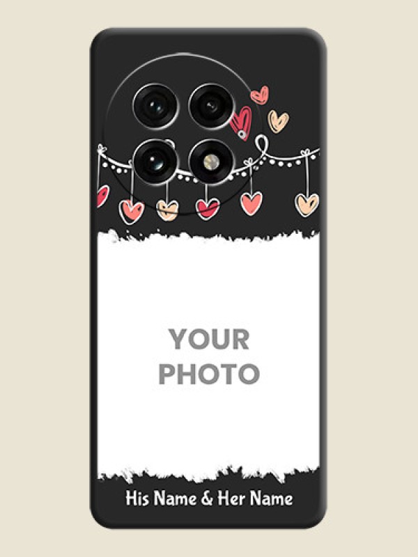 Custom Pink Love Hangings with Name On Space Black Custom Soft Matte Mobile Back Cover - OnePlus 13 5G - alternate view