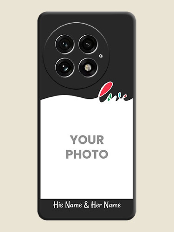 Custom Fall in Love Pattern with Picture on Photo On Space Black Custom Soft Matte Mobile Back Cover - OnePlus 13 5G - alternate view