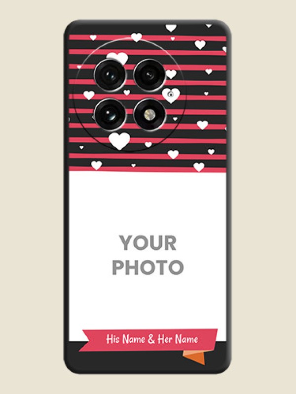 Custom White Color Love Symbols with Pink Lines Pattern On Space Black Custom Soft Matte Mobile Back Cover - OnePlus 13 5G - alternate view