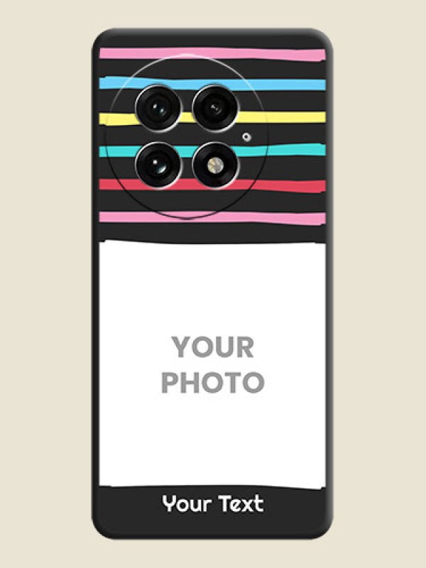 Custom Multicolor Lines with Image On Space Black Custom Soft Matte Mobile Back Cover - OnePlus 13 5G - alternate view