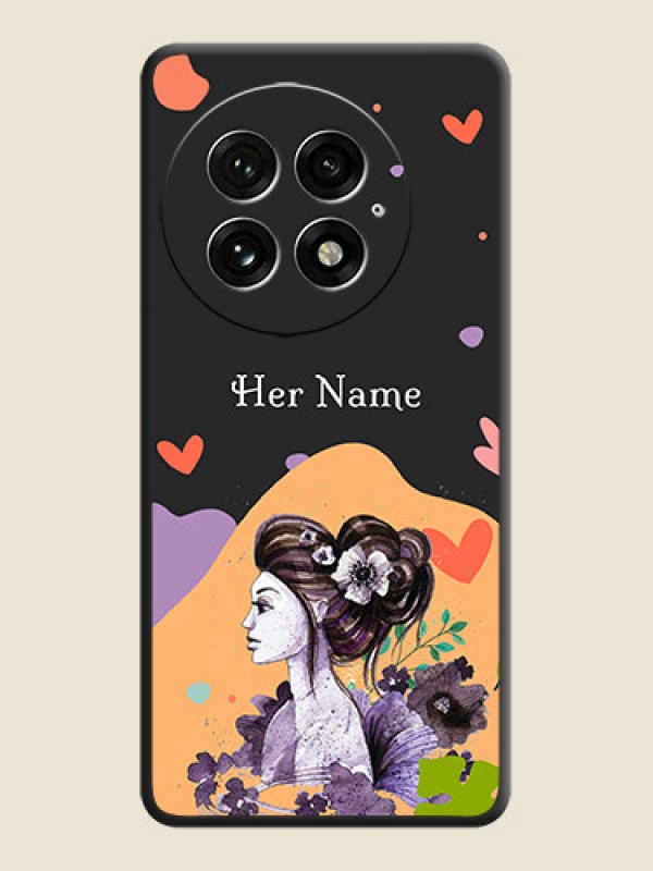 Custom Namecase For Her With Fancy Lady Image On Space Black Custom Soft Matte Mobile Back Cover - OnePlus 13 5G - alternate view