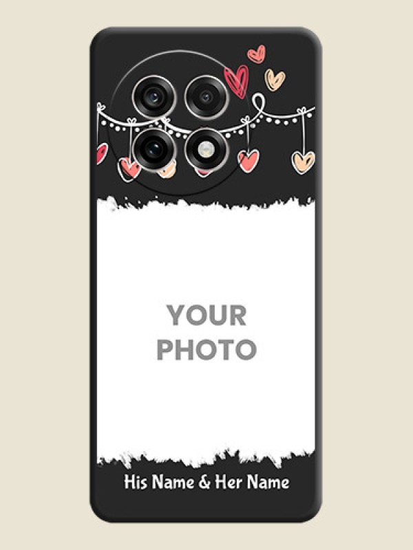 Custom Pink Love Hangings with Name On Space Black Custom Soft Matte Mobile Back Cover - OnePlus 13R 5G - alternate view