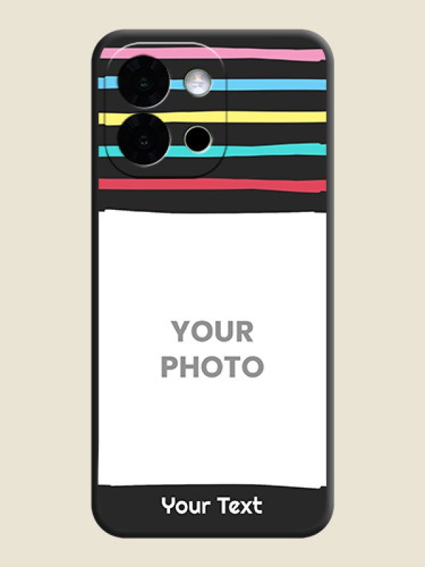 Custom Multicolor Lines with Image On Space Black Custom Soft Matte Mobile Back Cover - OnePlus 13s 5G - alternate view