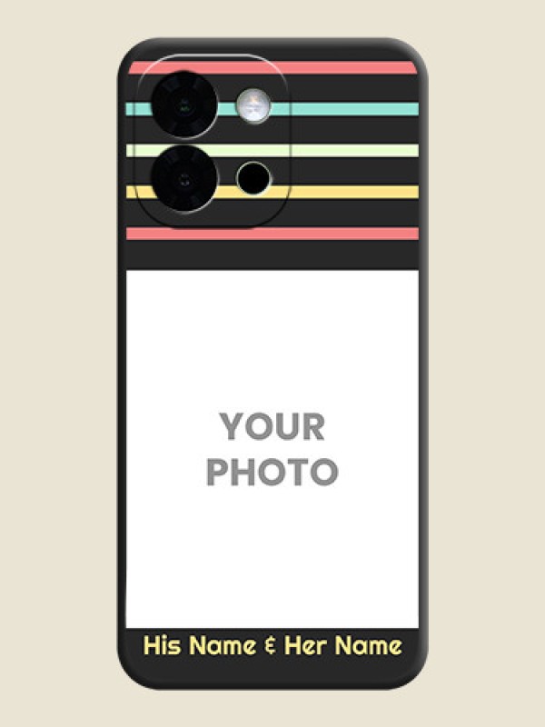 Custom Color Stripes with Photo and Text on Photo On Space Black Custom Soft Matte Mobile Back Cover - OnePlus 13s 5G - alternate view