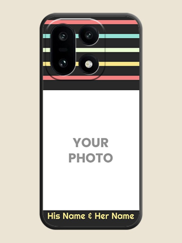 Custom Color Stripes with Photo and Text on Photo On Space Black Custom Soft Matte Mobile Back Cover - OnePlus 15 5G - alternate view